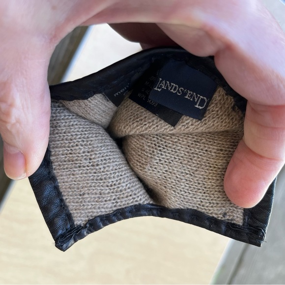 Lands’ End Men’s Black Leather Cashmere Lined Gloves Sz S - Picture 5 of 10